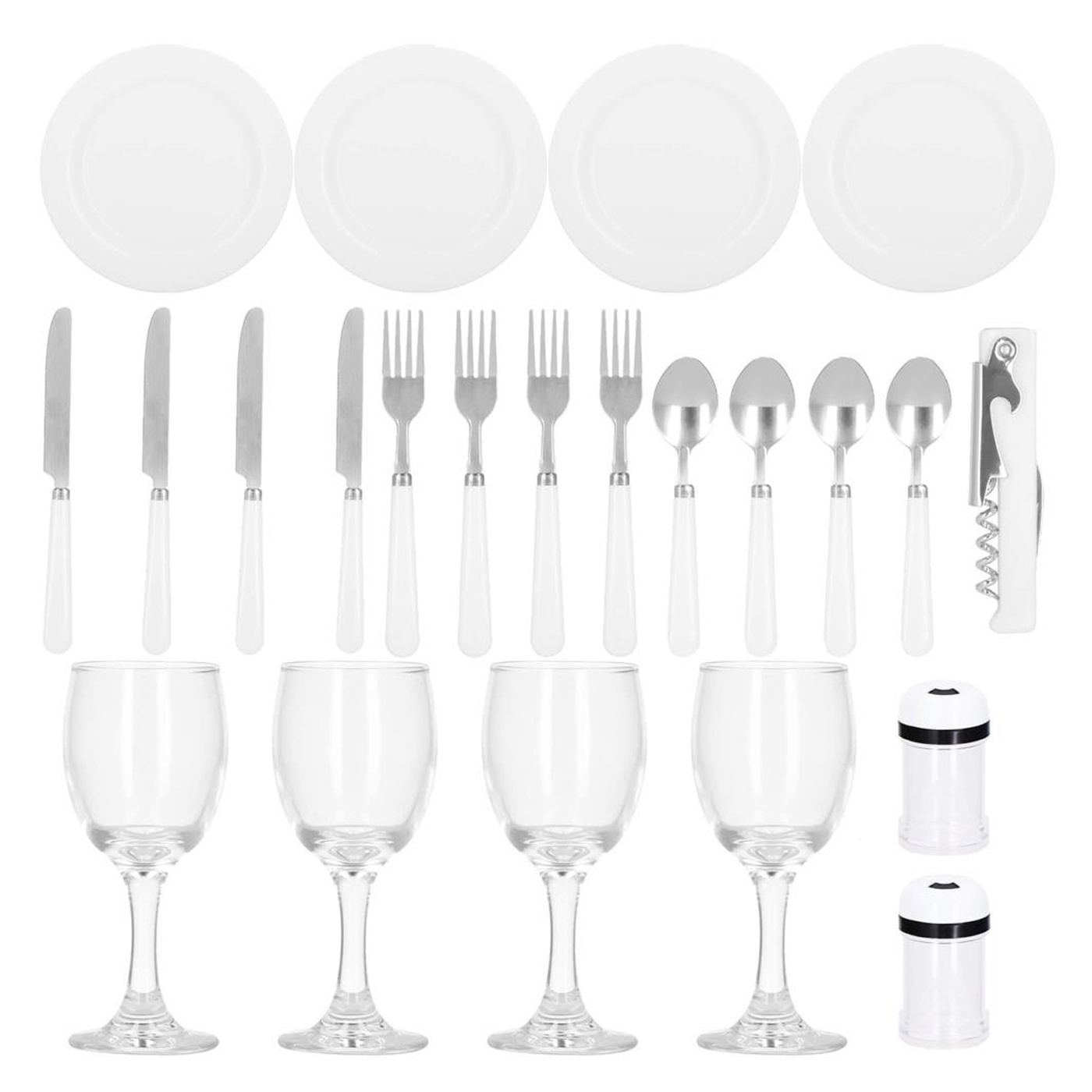 Deluxe 4 személyes fonott piknik kosár étkészlettel és evőeszközökkel, szigetelt, barna - 10