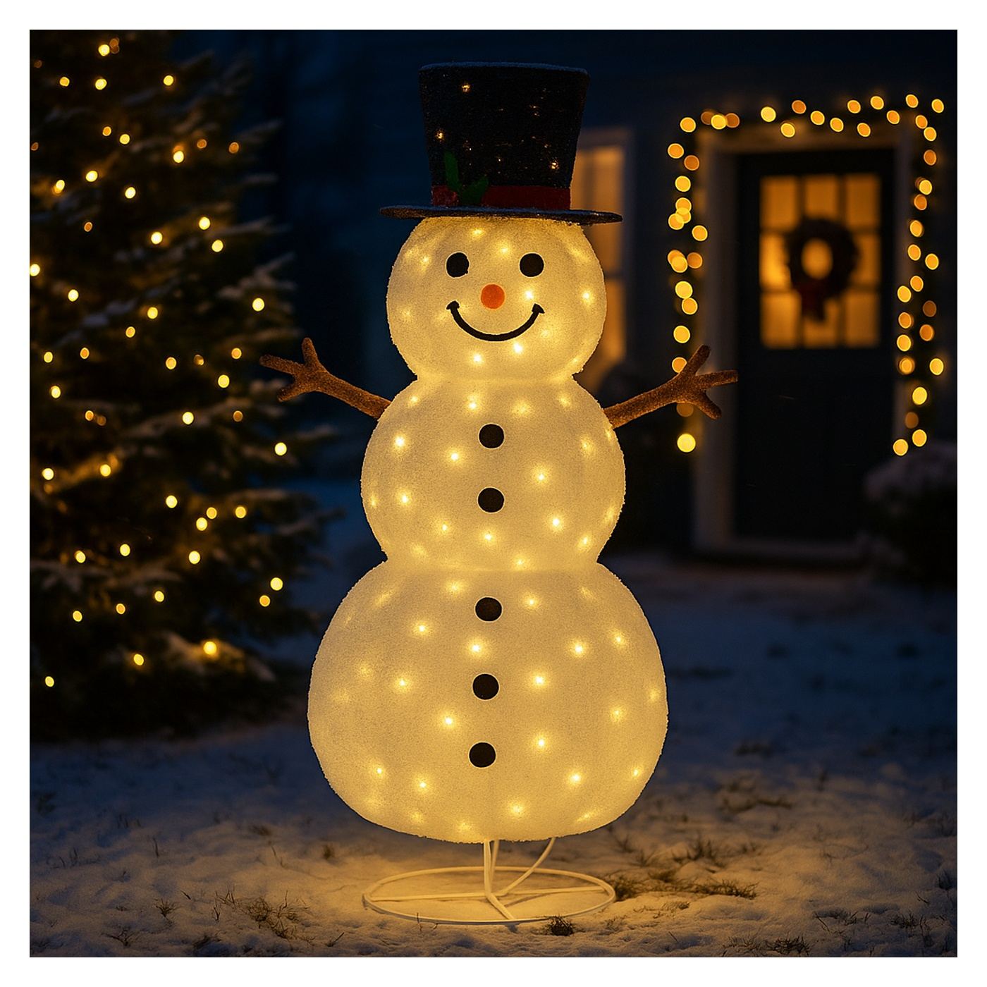 Kültéri Hóember, Fém Váz, 180cm, 3D, Meleg Fény 200 LED-del - 5