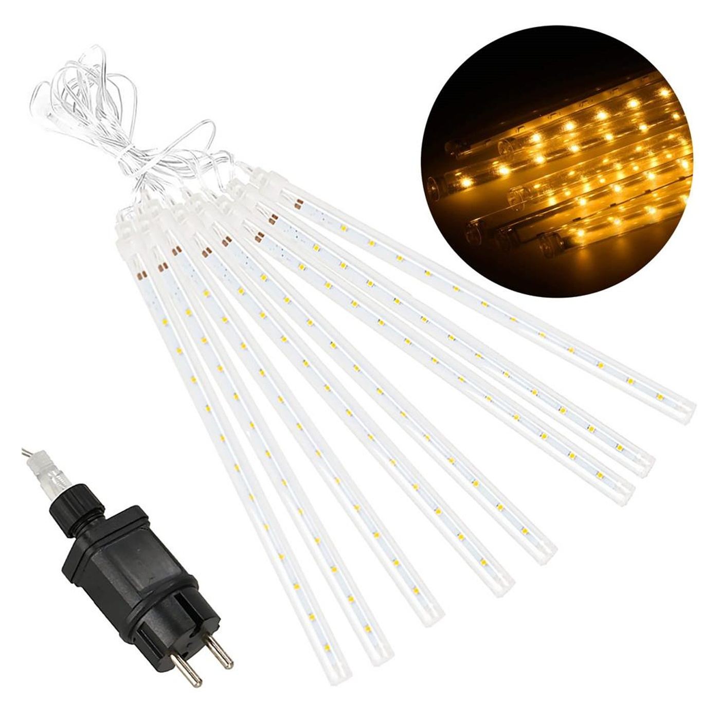 (DL) Karácsonyi fényfüzér, 8 cső, 30cm, 144 LED, hullócsillag, sárga - 3