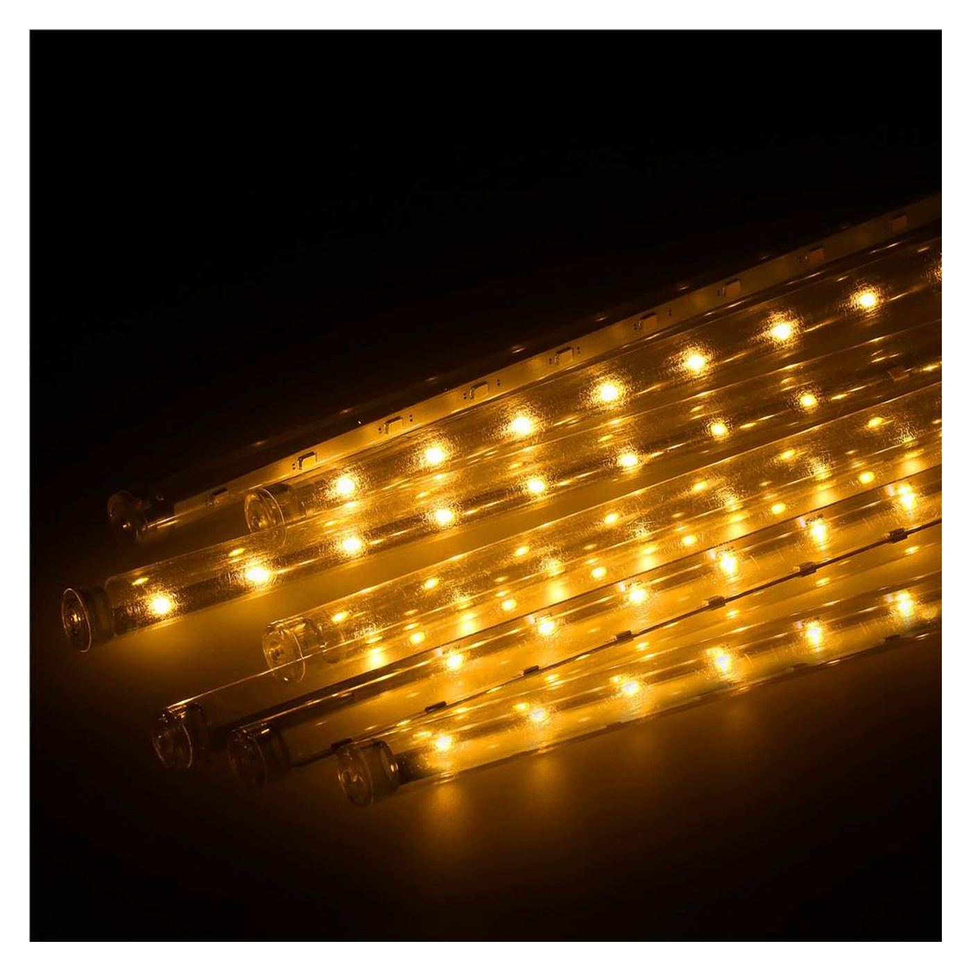 (DL) Karácsonyi fényfüzér, 8 cső, 30cm, 144 LED, hullócsillag, sárga - 8