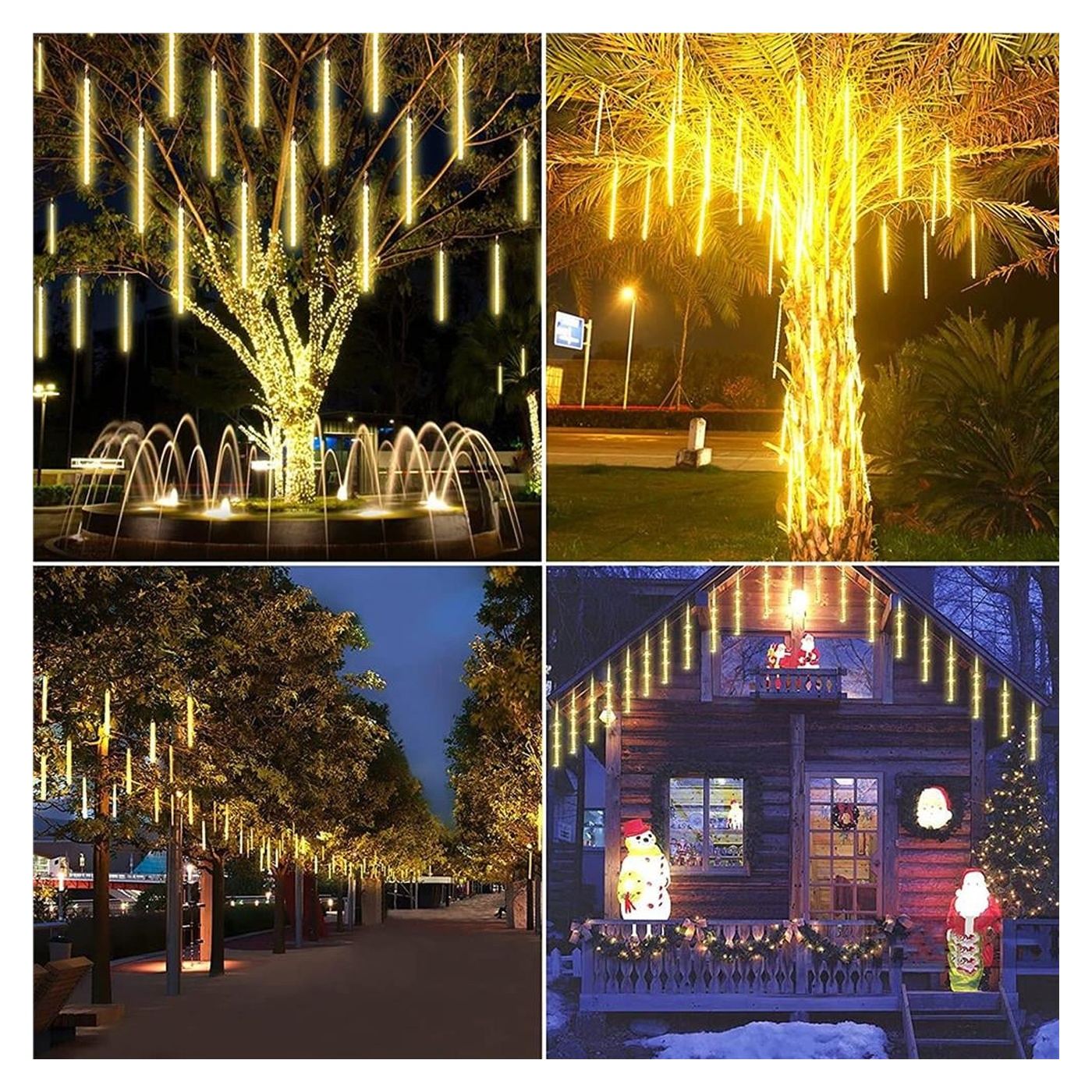(DL) Karácsonyi fényfüzér, 8 cső, 30cm, 144 LED, hullócsillag, sárga - 12
