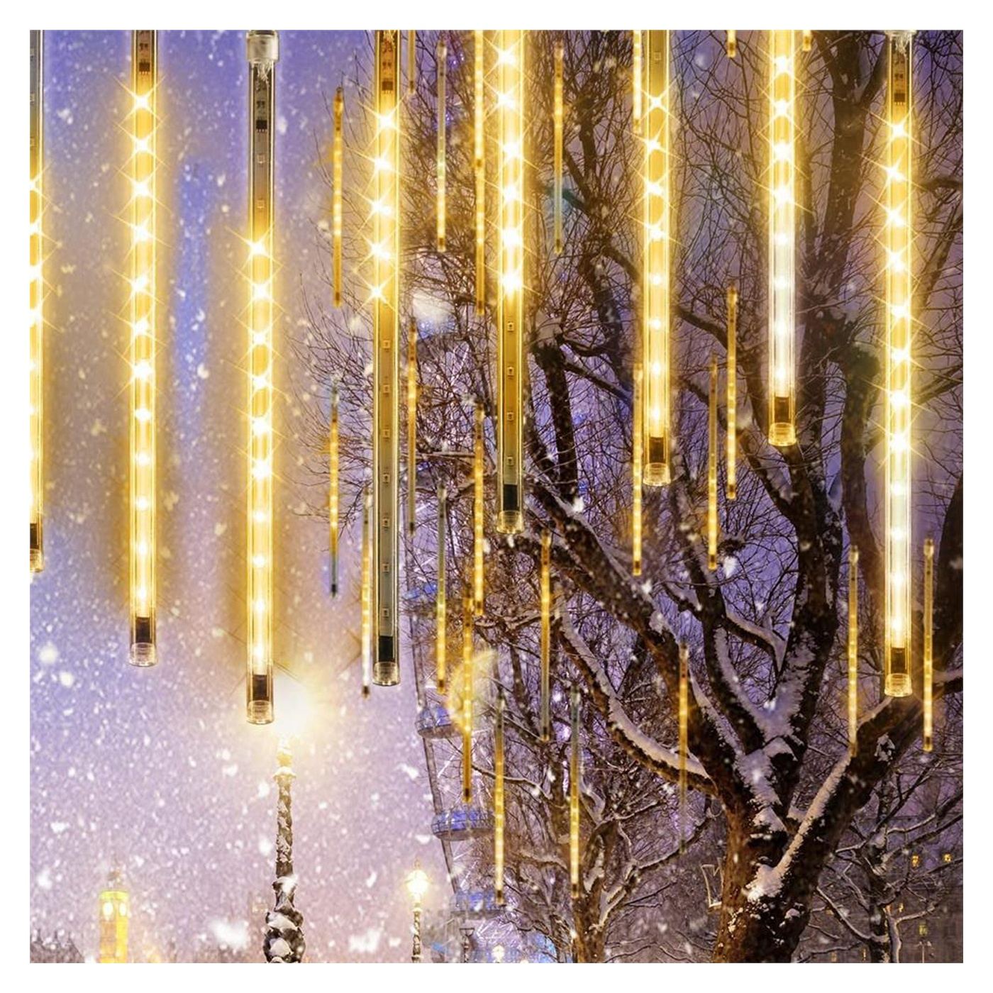 (DL) Karácsonyi fényfüzér, 8 cső, 30cm, 144 LED, hullócsillag, sárga - 13