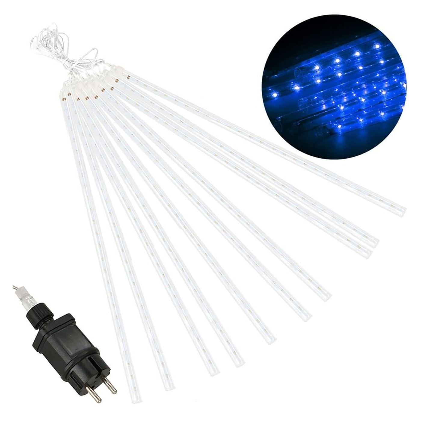 Karácsonyi fényfüzér, 10 cső, 50 cm, 480 LED, meteor zuhatag, kék - 3