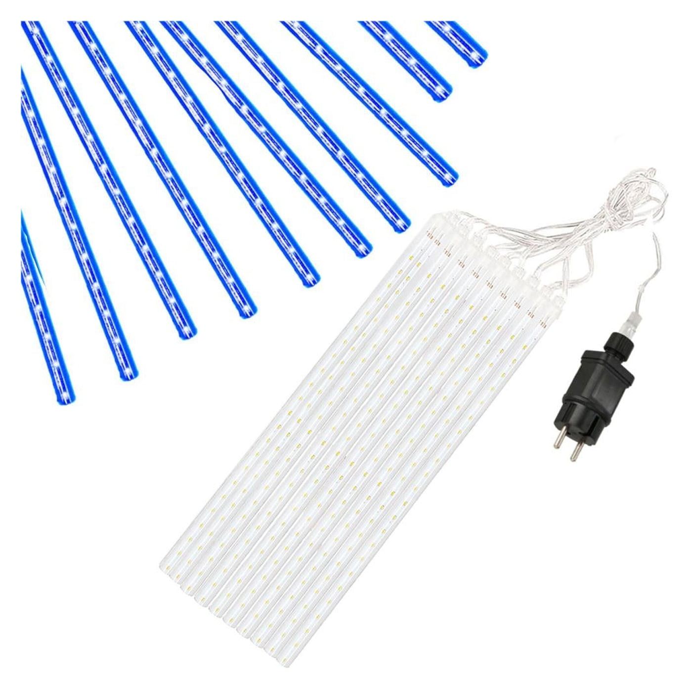 Karácsonyi fényfüzér, 10 cső, 50 cm, 480 LED, meteor zuhatag, kék - 4