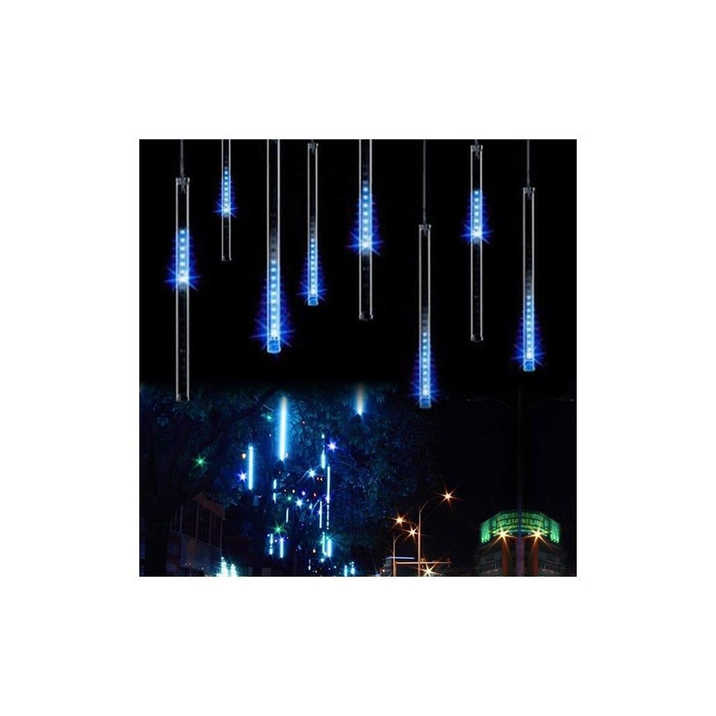 Karácsonyi fényfüzér, 10 cső, 50 cm, 480 LED, meteor zuhatag, kék - 13