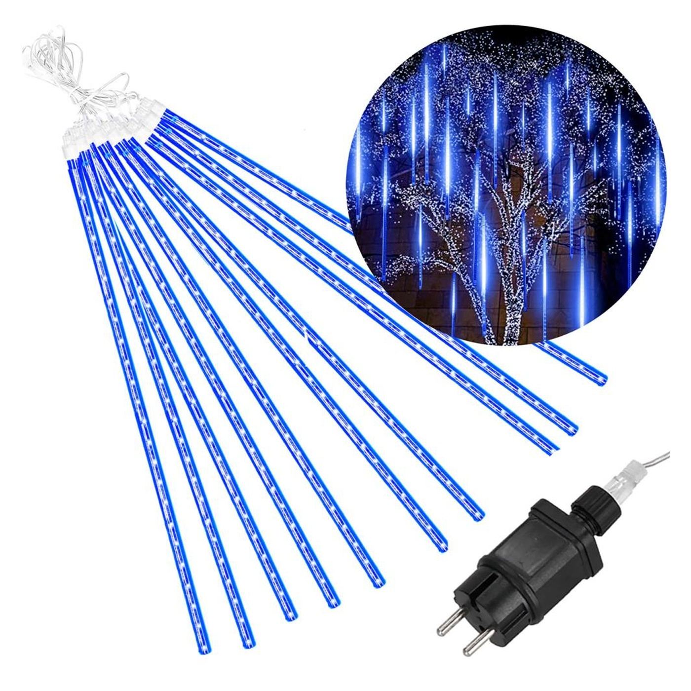 Karácsonyi fényfüzér, 10 cső, 50 cm, 480 LED, meteor zuhatag, kék - 14