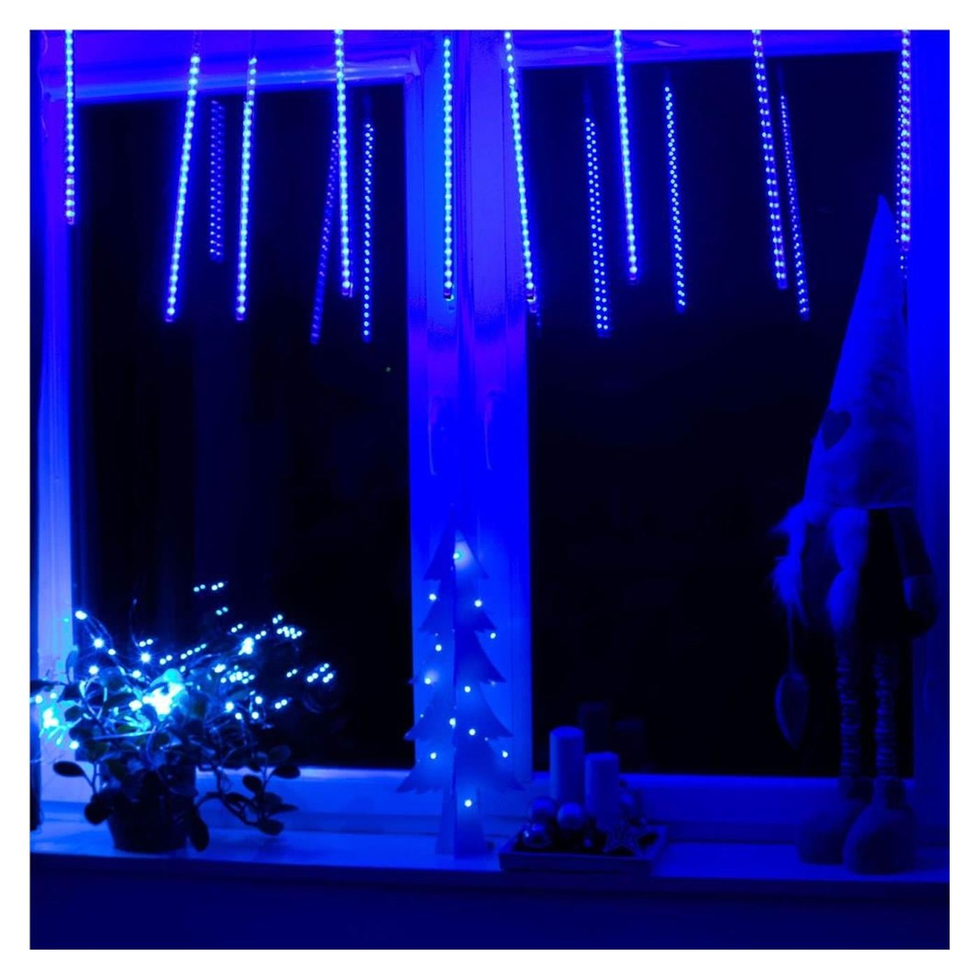 Karácsonyi fényfüzér, 10 cső, 50 cm, 480 LED, meteor zuhatag, kék - 15