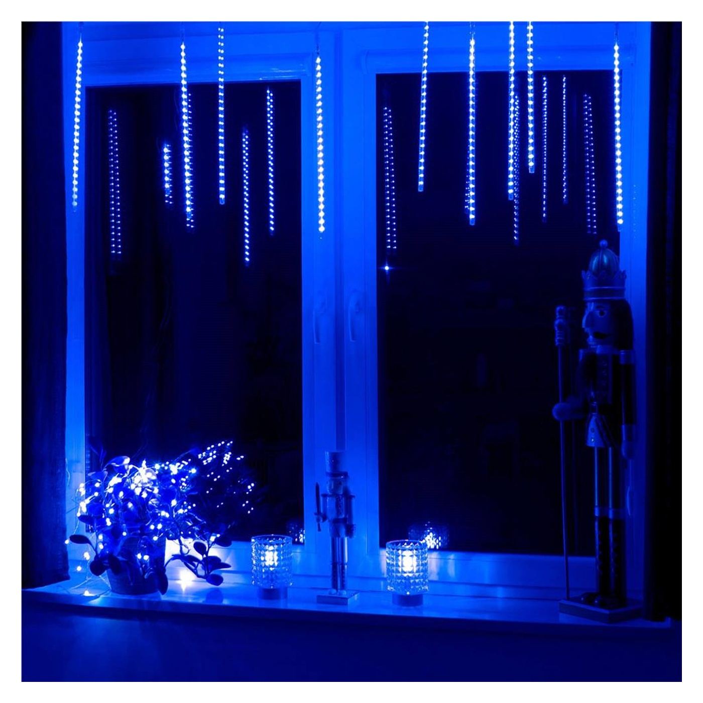 Karácsonyi fényfüzér, 10 cső, 50 cm, 480 LED, meteor zuhatag, kék - 16