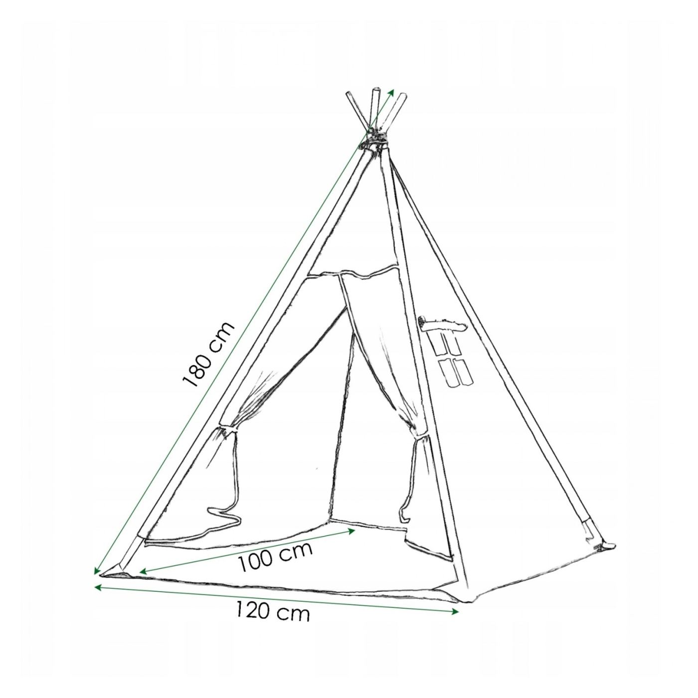 Indián Gyerek Sátor Teepee Sátor Ablakkal, Vastag Matraccal és 2 Párnával, Fekete-fehér Felhőkkel - 5