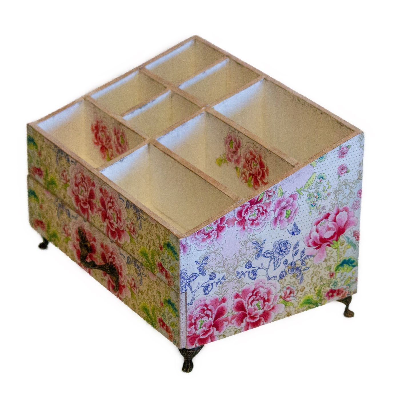 Organizator decorativ handmade,lemn, 32x23x21,5 cm