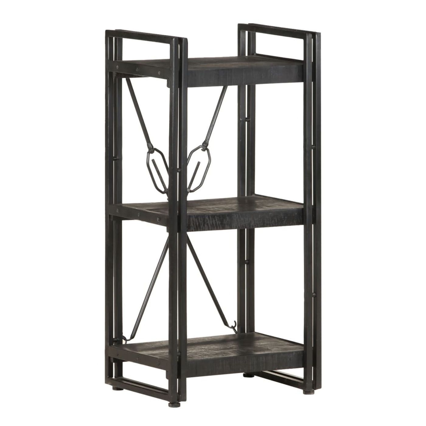 Bibliotecă cu 3 rafturi, negru, 40x30x80 cm, lemn masiv mango