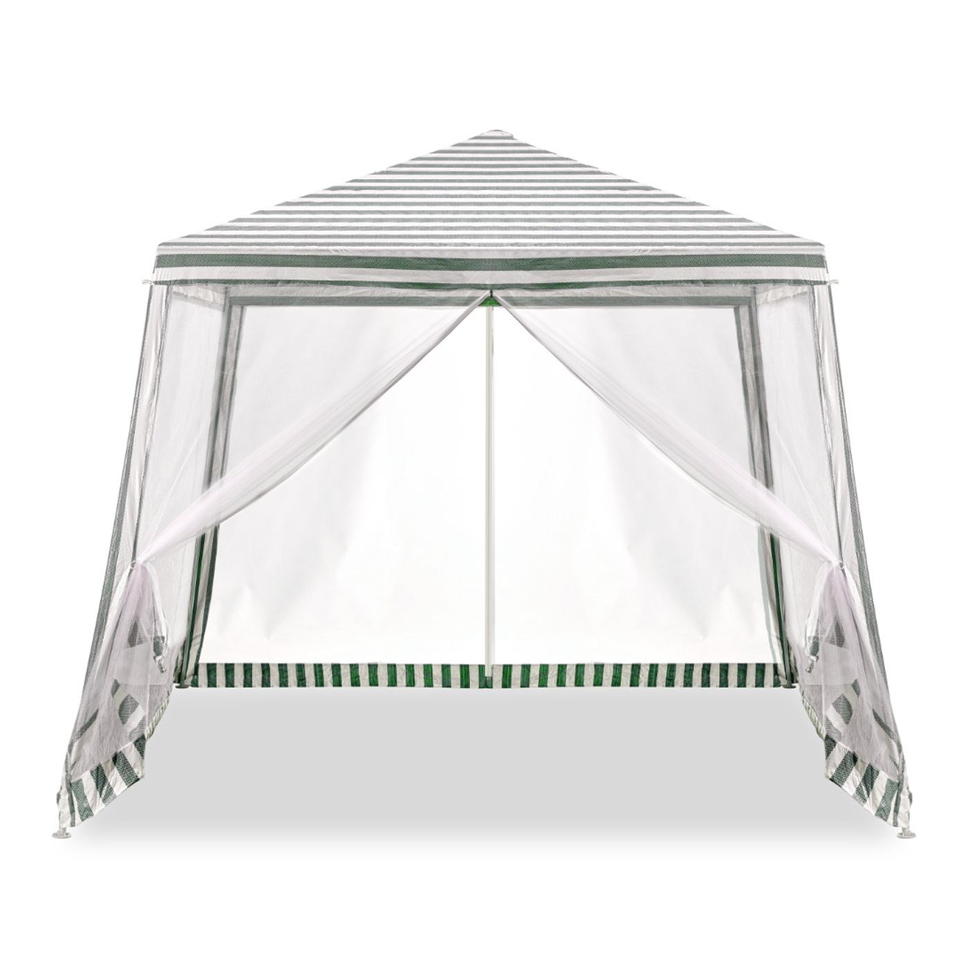 Kerti pavilon, Party sátor, Szúnyoghálós sátor, Fehér/Zöld színű, 3 x 3 m méretű - 2