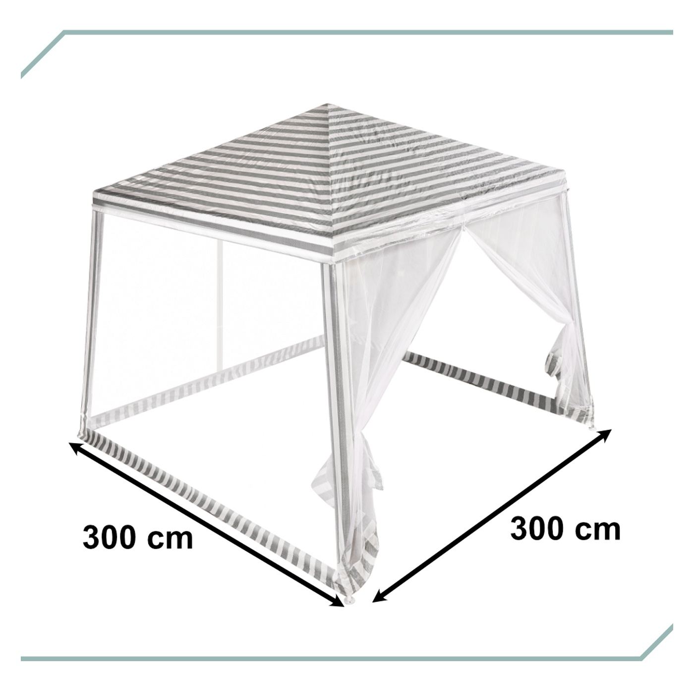 Kerti pavilon, Party sátor, Szúnyoghálós sátor, Fehér/Zöld színű, 3 x 3 m méretű - 4