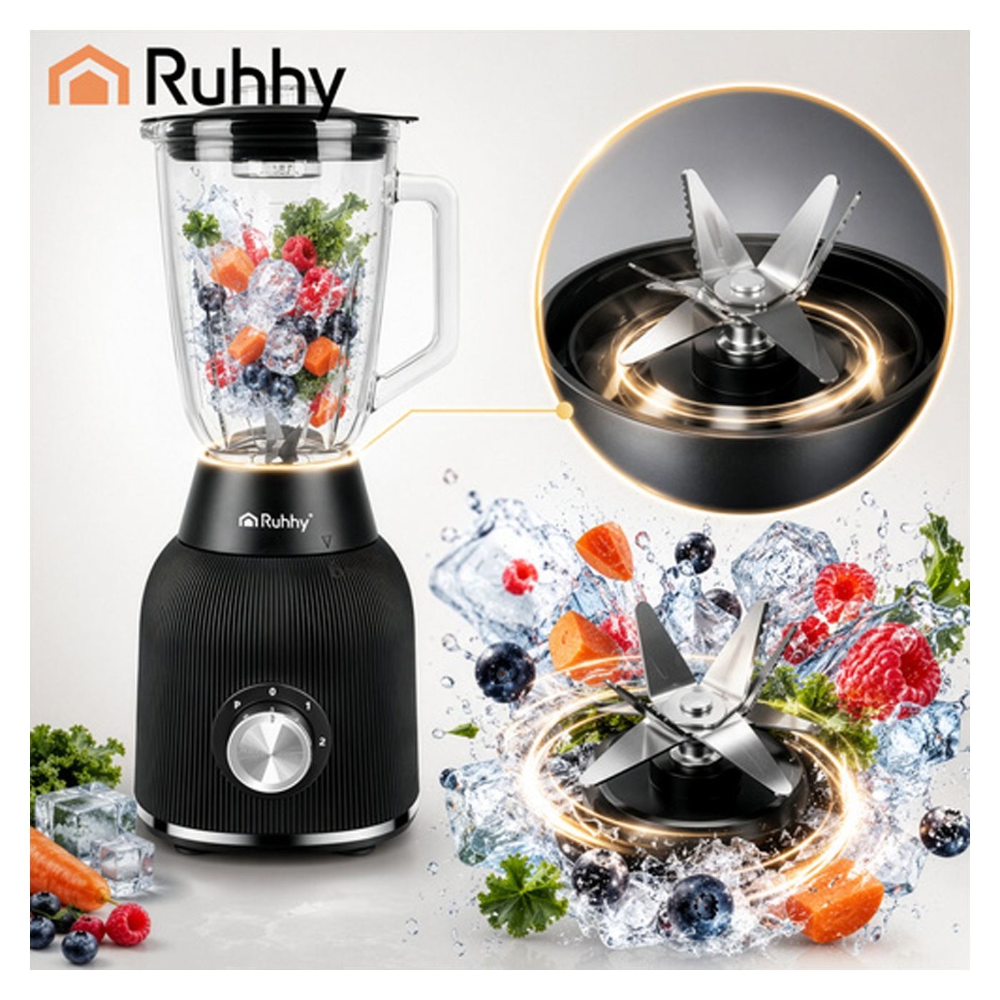 Turmixgép kancsóval Ruhhy 1200W – Asztali turmixgép - 3