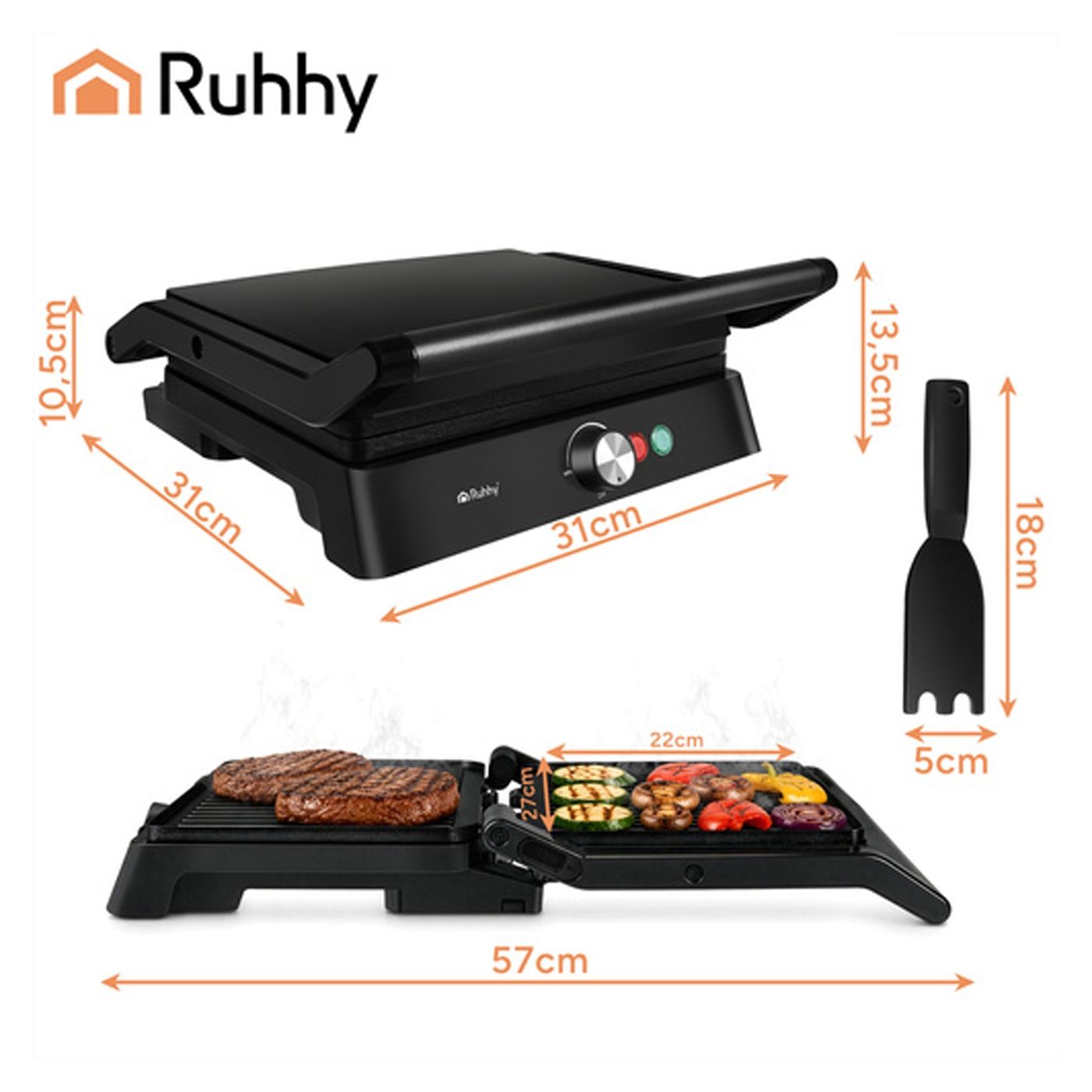 Elektromos kontaktgrill Ruhhy 26176 2000W – Szendvicssütő - 6