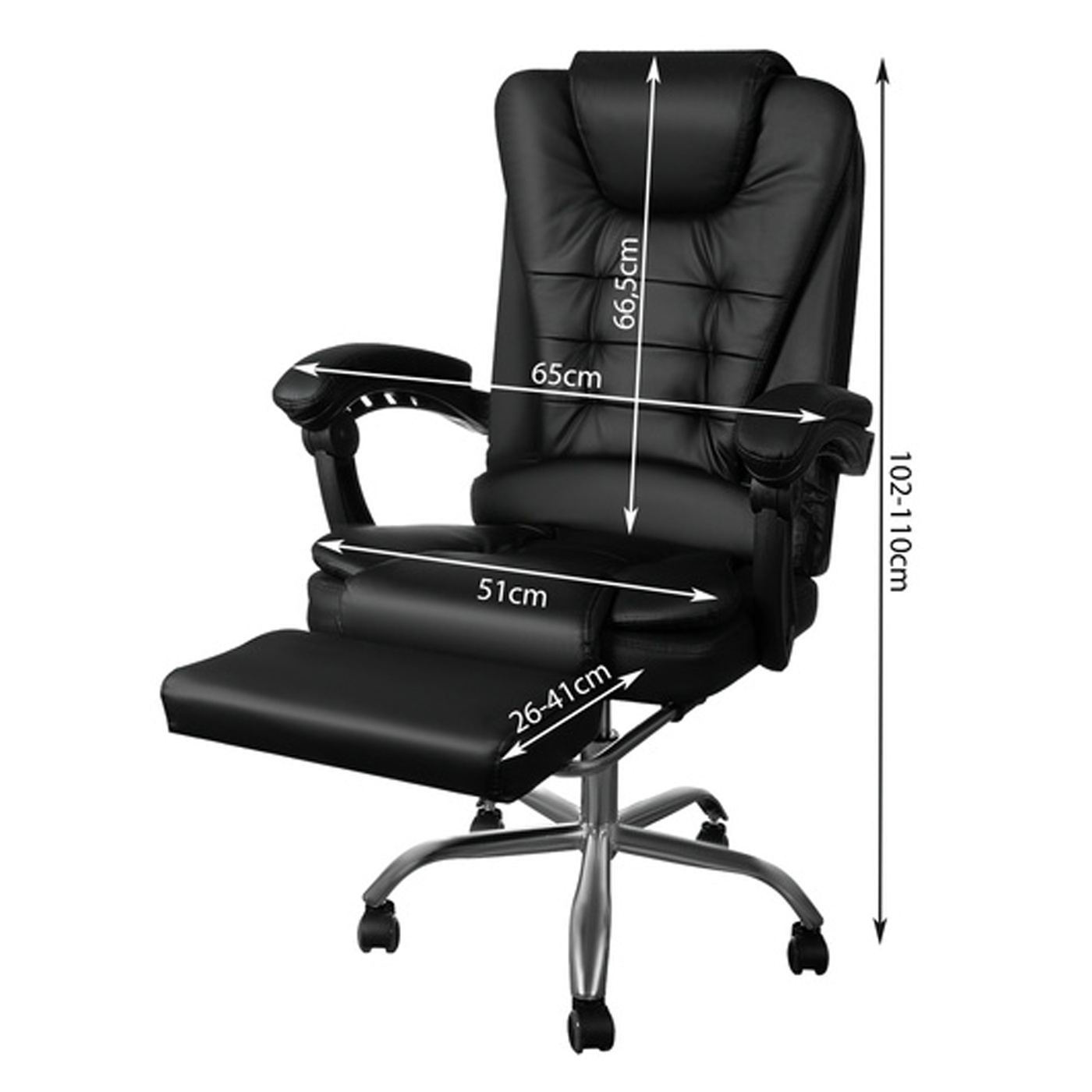 Irodai szék lábtartóval Malatec 26195 – Fekete ergonomikus szék - 5