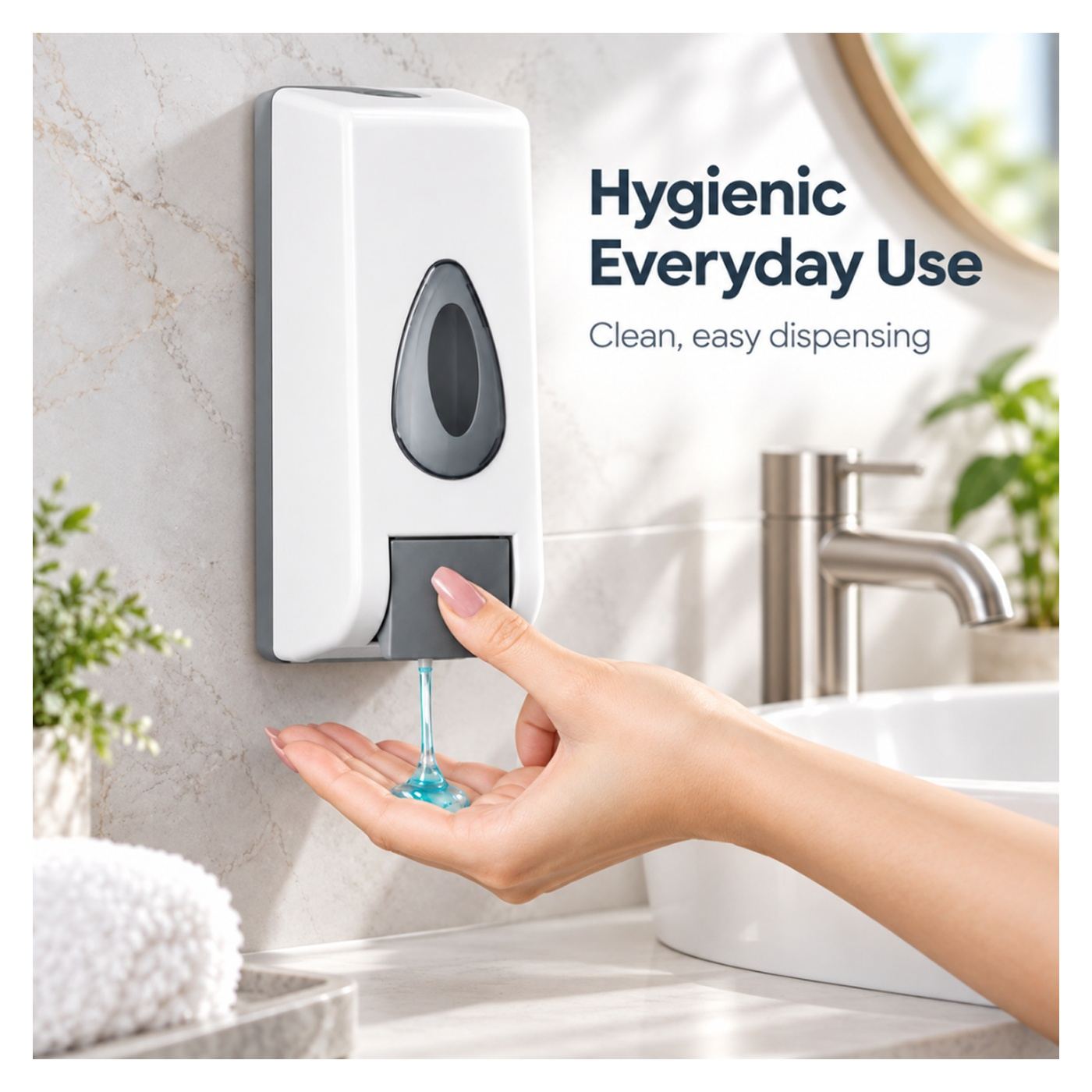 Alista Home® Folyékony szappanadagoló 350 ml, manuális pumpás, falra szerelhető, fehér - 7