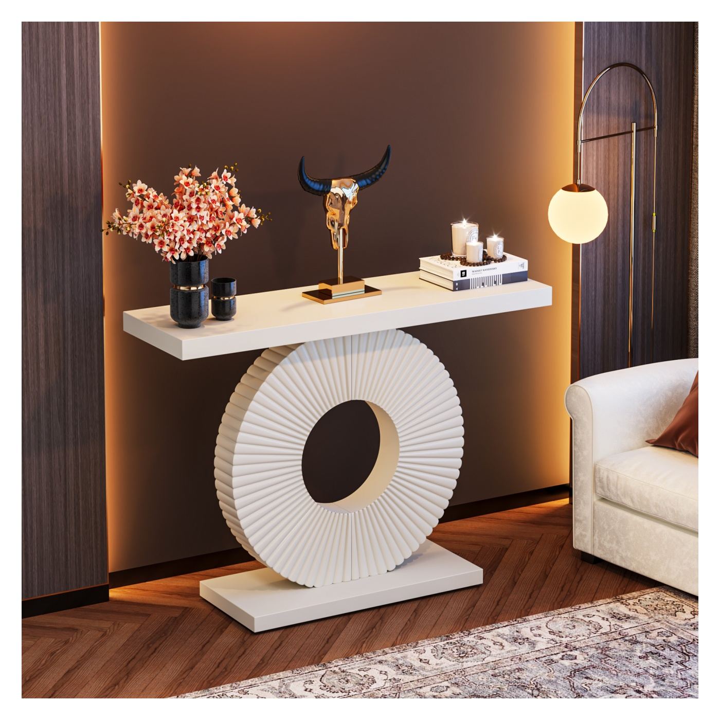 Előszoba / Nappali Konzol Asztal, Blackswan Design Loft Edge Modell, Fehér, 100x30x78 cm - 3