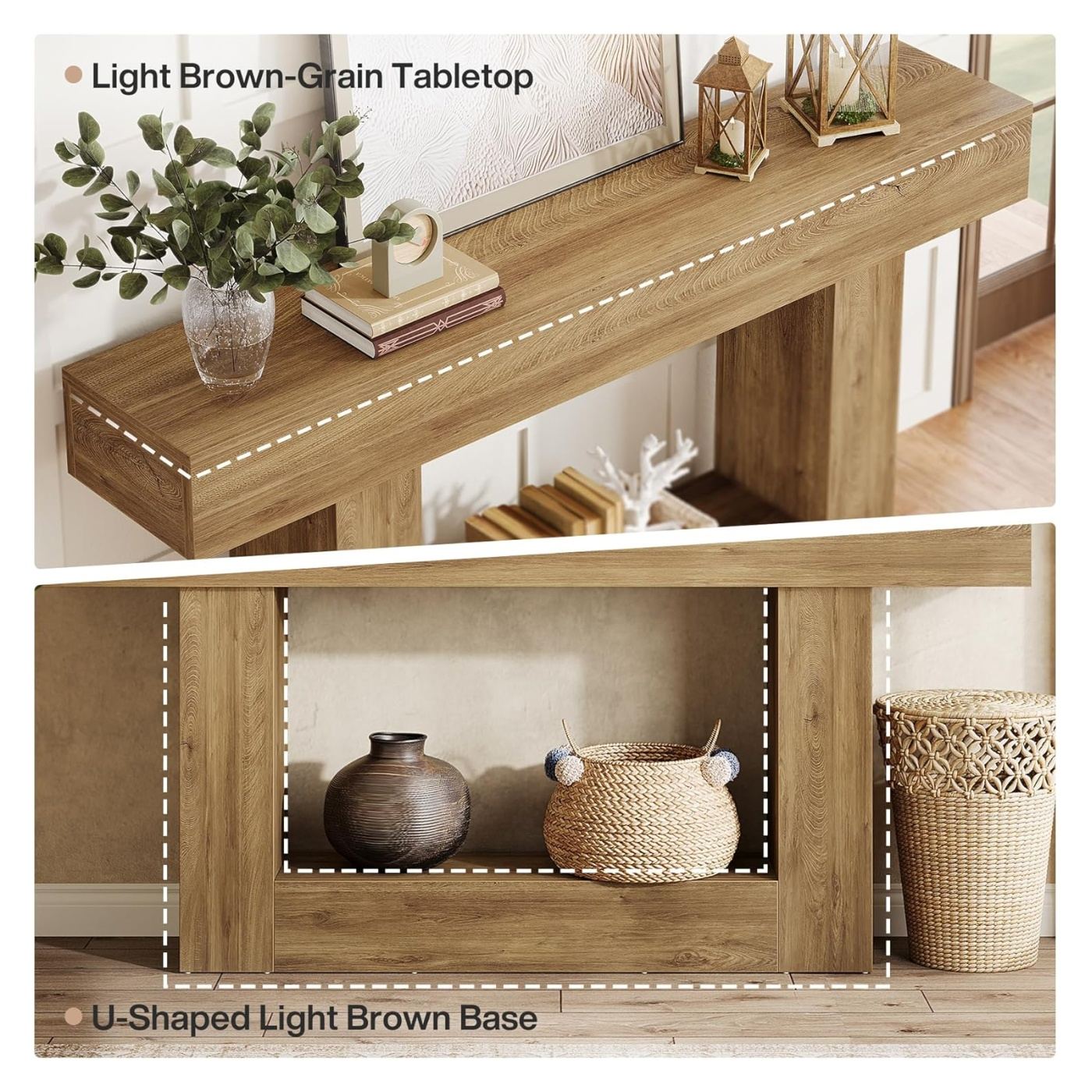 Előszoba/Nappali Konzol Asztal, Blackswan Design Farmhouse M6, Világos Tölgy Fa, 160x30x80 cm - 6