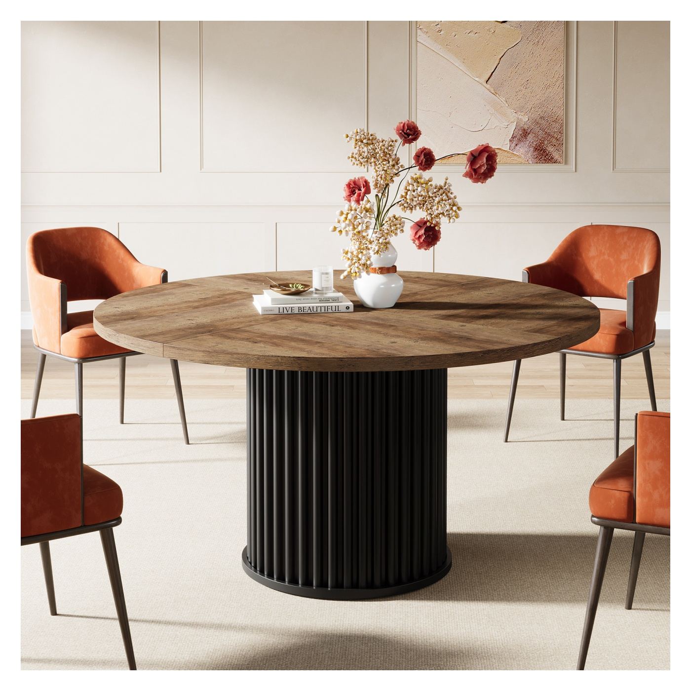 Étkezőasztal/Előszobaasztal, Blackswan Design Barna Negrette, fekete/barna árnyalat, 120x120x86 cm - 2