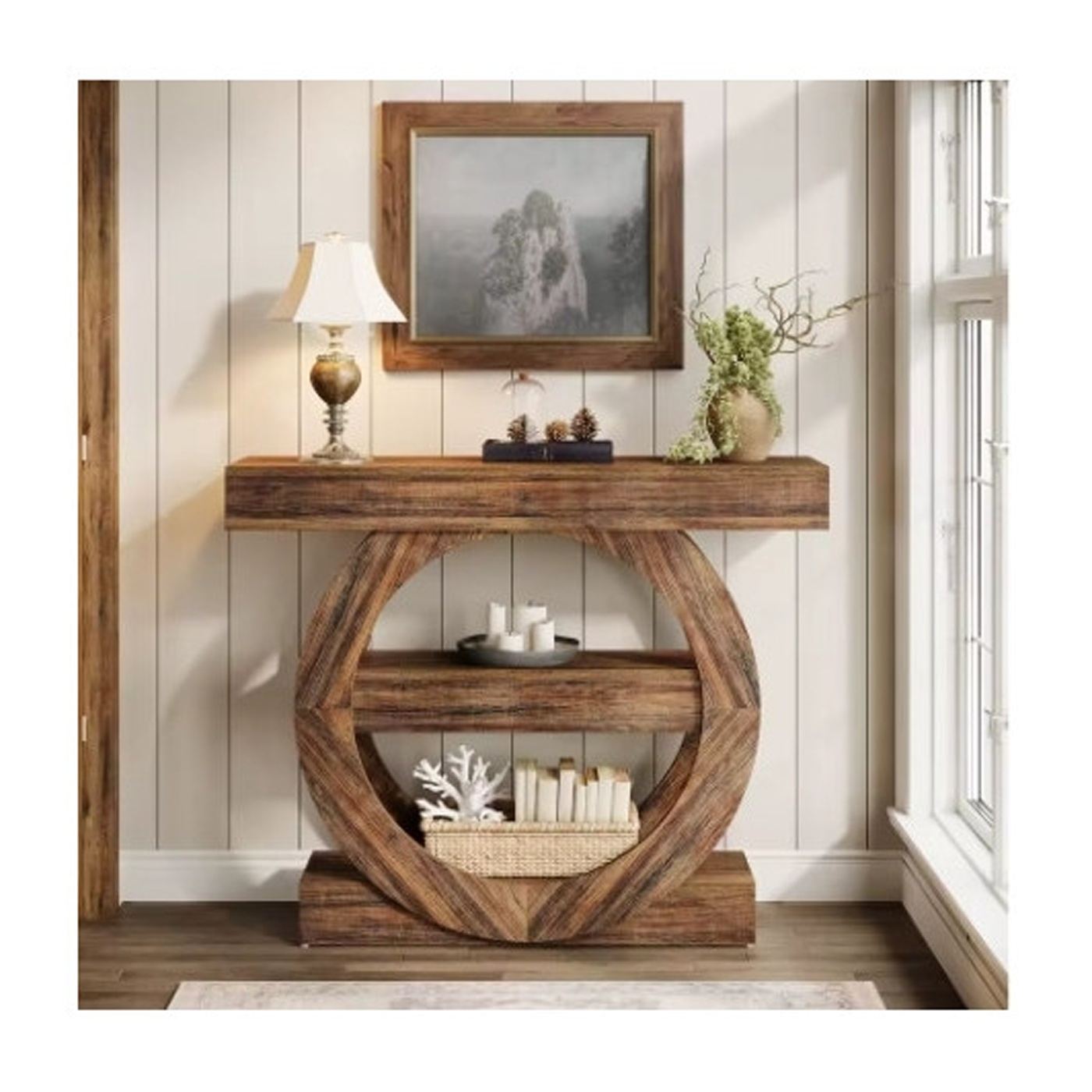 Faliasztal, Blackswan Design, Woodline M2 modell, dió árnyalat, 105x30x85 cm - 5