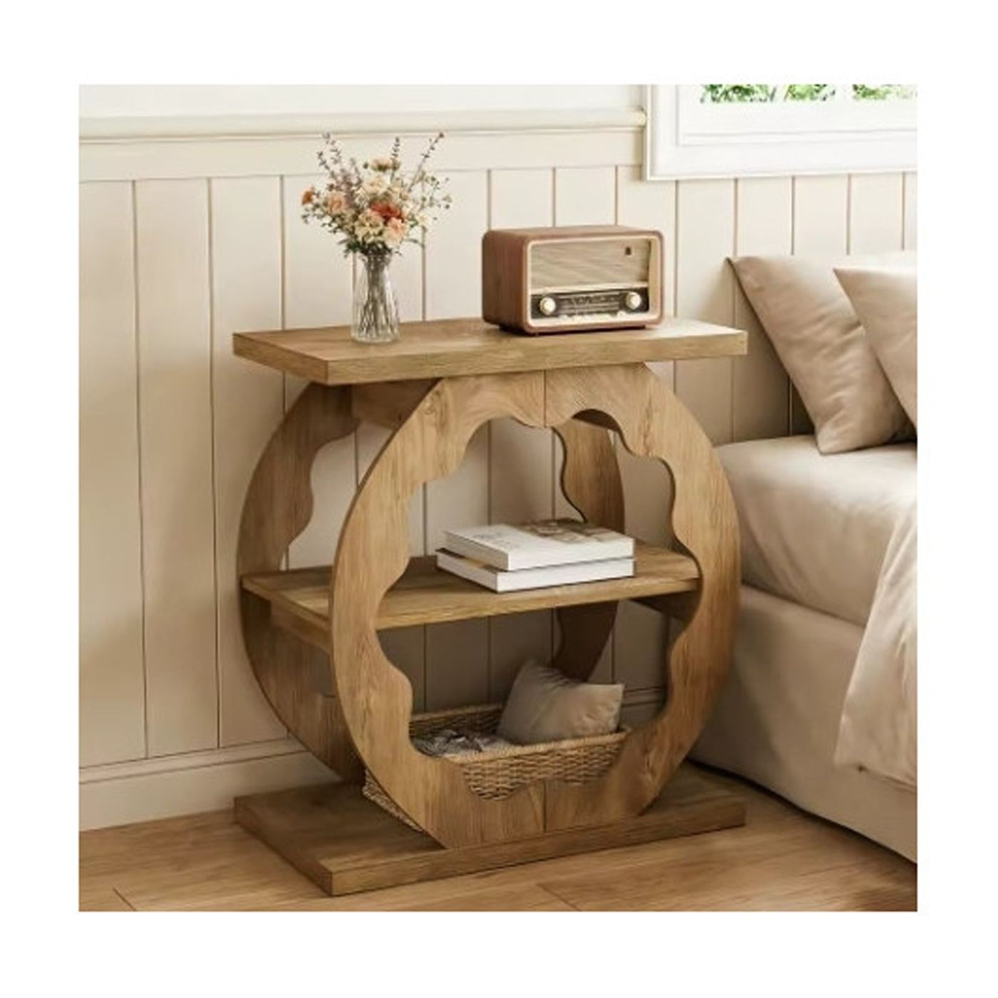 Fa konzolasztal, Blackswan Design, Woodline M4 modell, világos dió árnyalat, 60x30x65 cm - 2