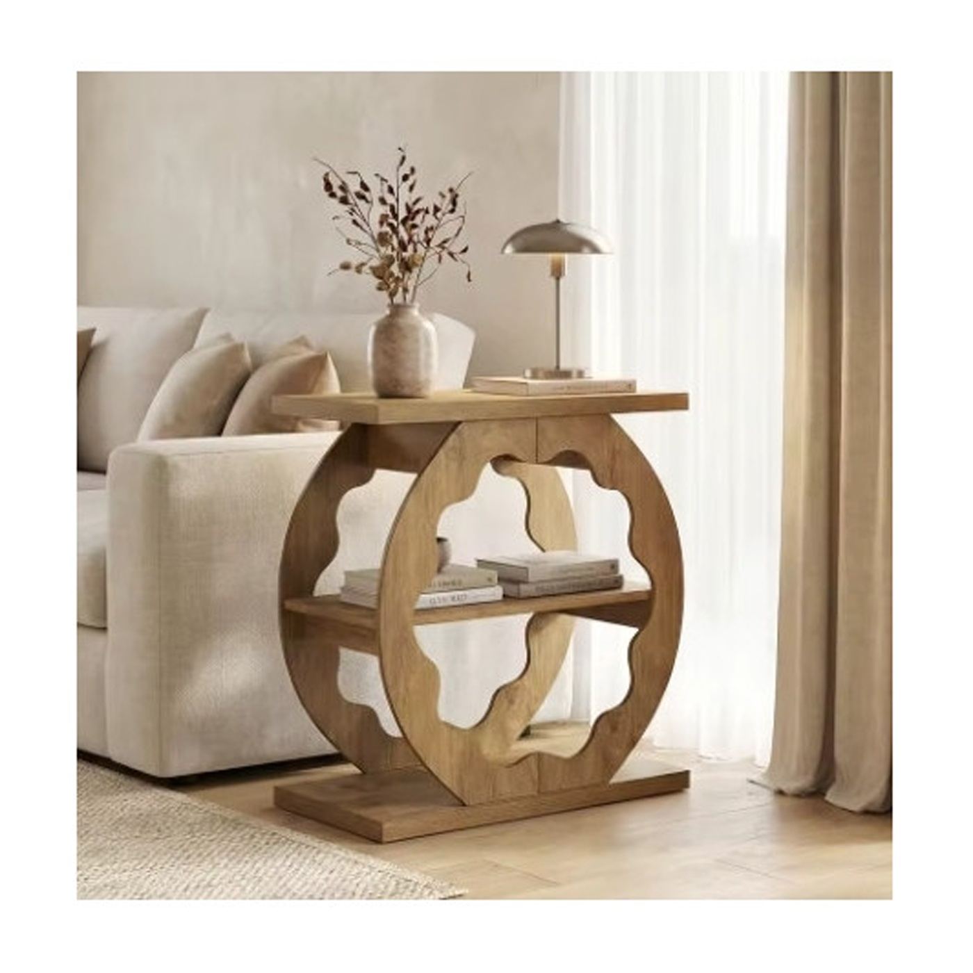 Fa konzolasztal, Blackswan Design, Woodline M4 modell, világos dió árnyalat, 60x30x65 cm - 4
