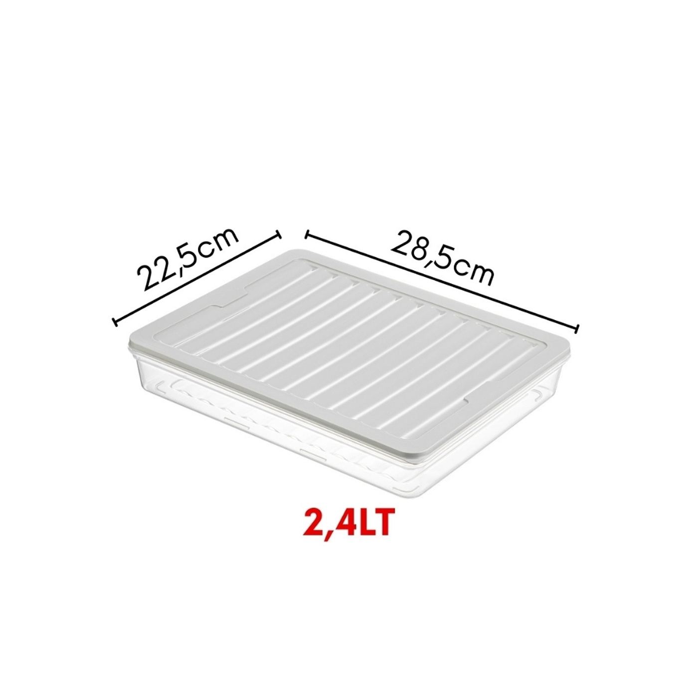 Freshbox Élelmiszertároló szett, 6 db 2400 ml-es tároló tetővel, Átlátszó fehér, Szürke tető - 3
