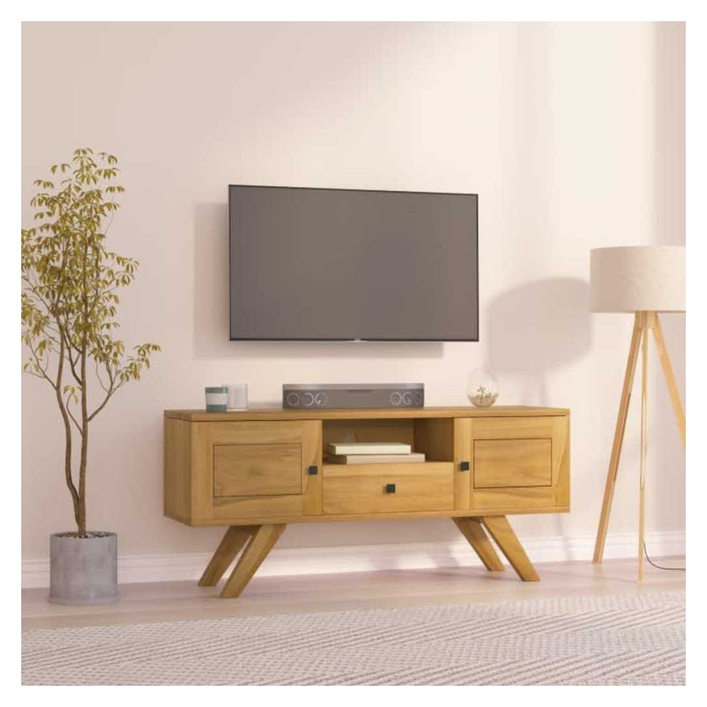 TV omarica, 110x30x50 cm, masivni tikov les - 10