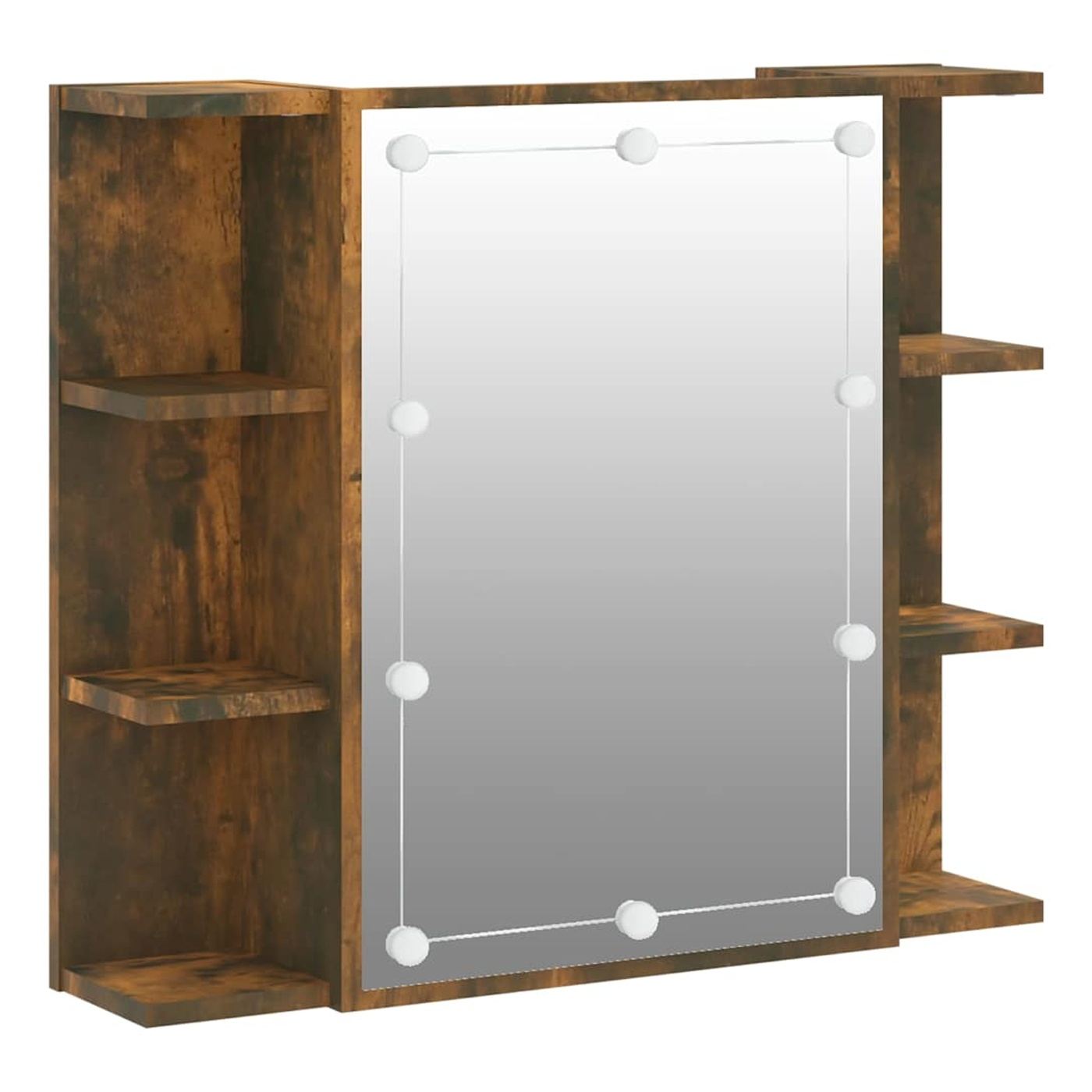 Ogledalni omarici z LED, dimljen hrast, 70x16,5x60 cm - 2