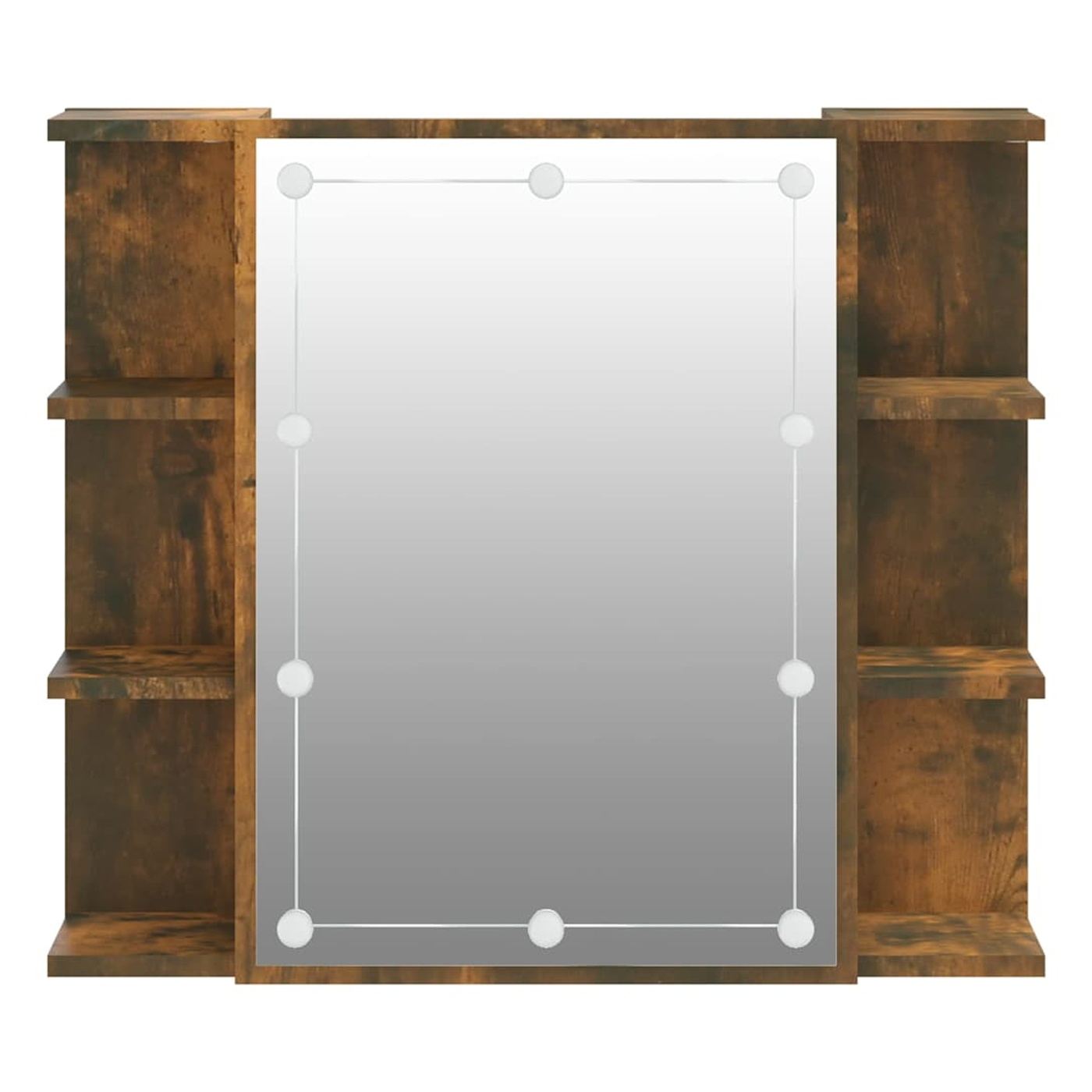 Ogledalni omarici z LED, dimljen hrast, 70x16,5x60 cm - 8